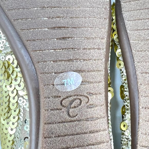 Easy Spirit X Martha Stewart Size 7 Gail Metallic Gold Sequin Ballet Flats Shoes - Picture 13 of 14